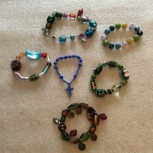 Colorful lot of 6 vintage glass bracelets